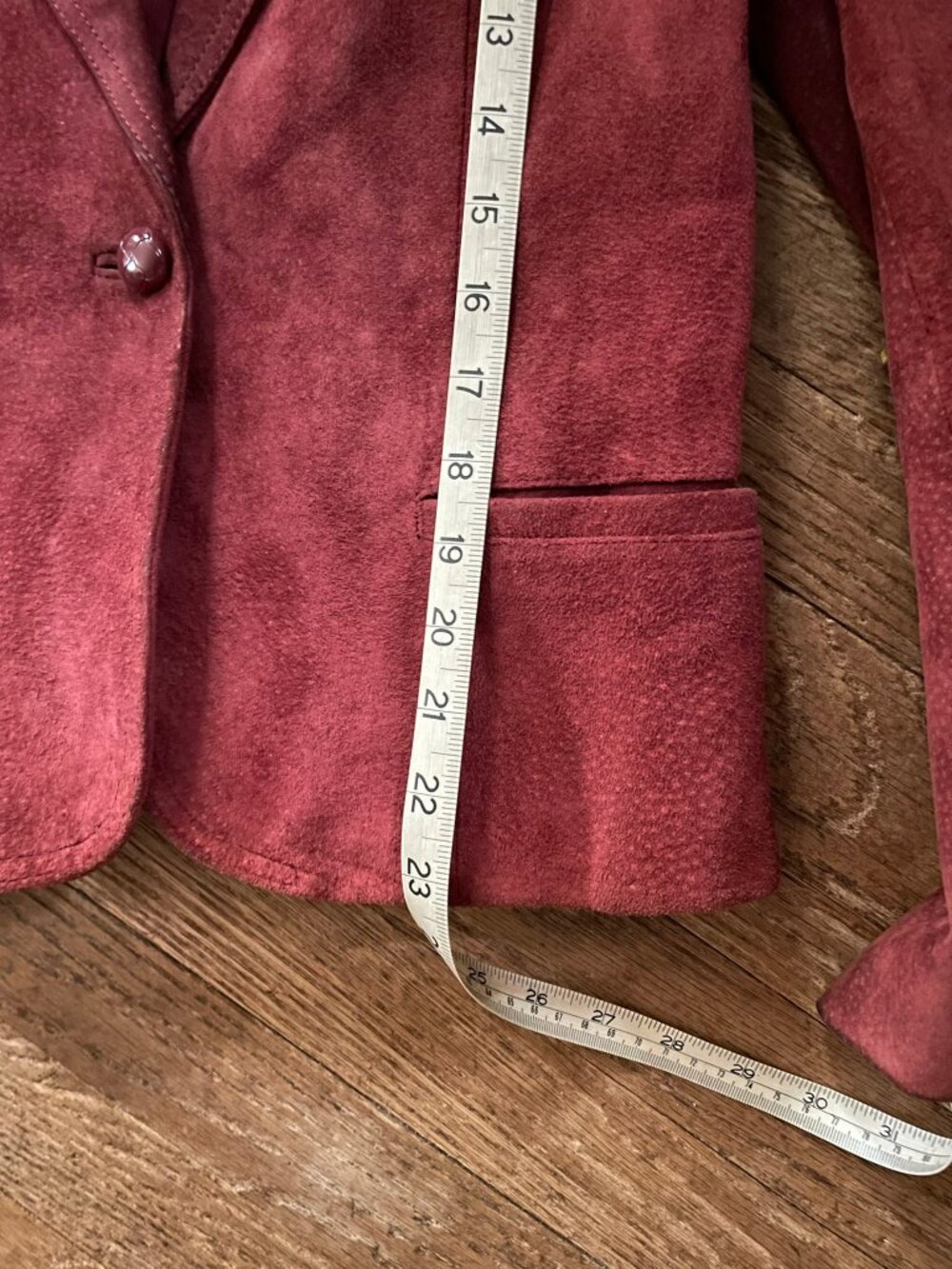 Dark Red Real Suede Leather Blazer Jacket - Picture 13 of 16